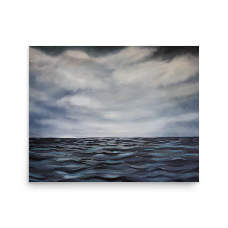 Still Horizon art print mockup, coastal landscape by Ellie Antonacci
