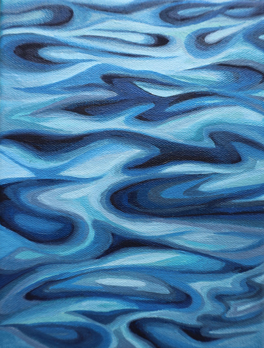 Shifting Blue oil painting detail, coastal light by Ellie Antonacci