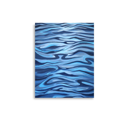 Blue Tide oil painting detail, shifting blues and coastal light by Ellie Antonacci