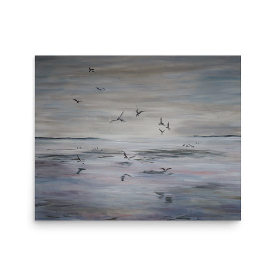 Tidal Flight art print mockup, coastal landscape by Ellie Antonacci