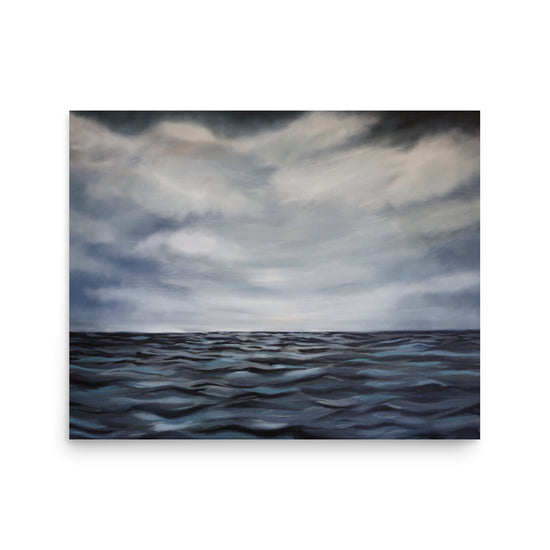 Still Horizon art print mockup, coastal landscape by Ellie Antonacci