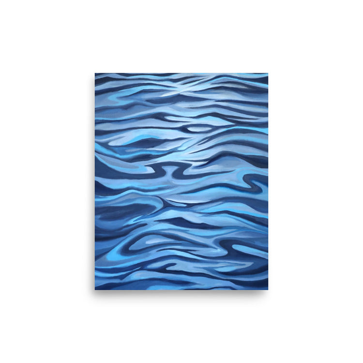Blue Tide art print mockup, coastal landscape by Ellie Antonacci