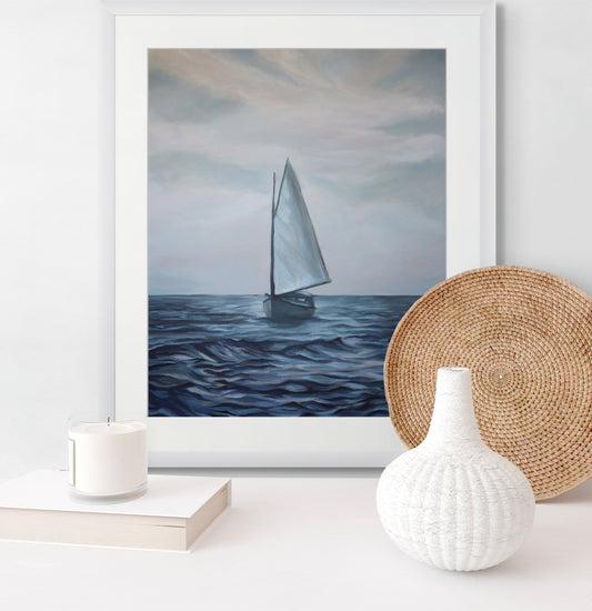 Close-up detail of Homeward Bound coastal art print by Ellie Antonacci