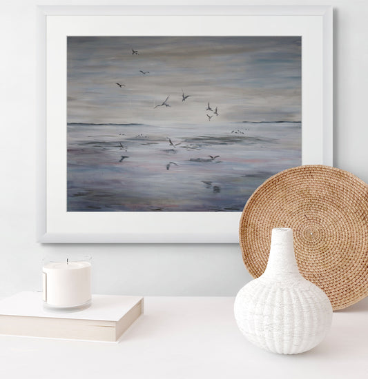 Tidal Flight print detail, New England seascape by Ellie Antonacci